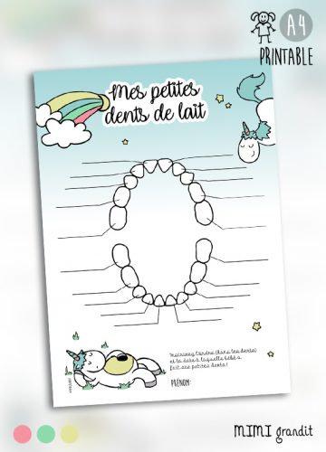 fiche dents de lait bébé licorne a telecharger