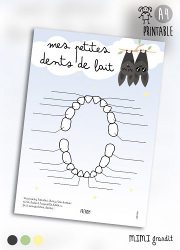 carte dents de lait bébé chauve souris a telecharger