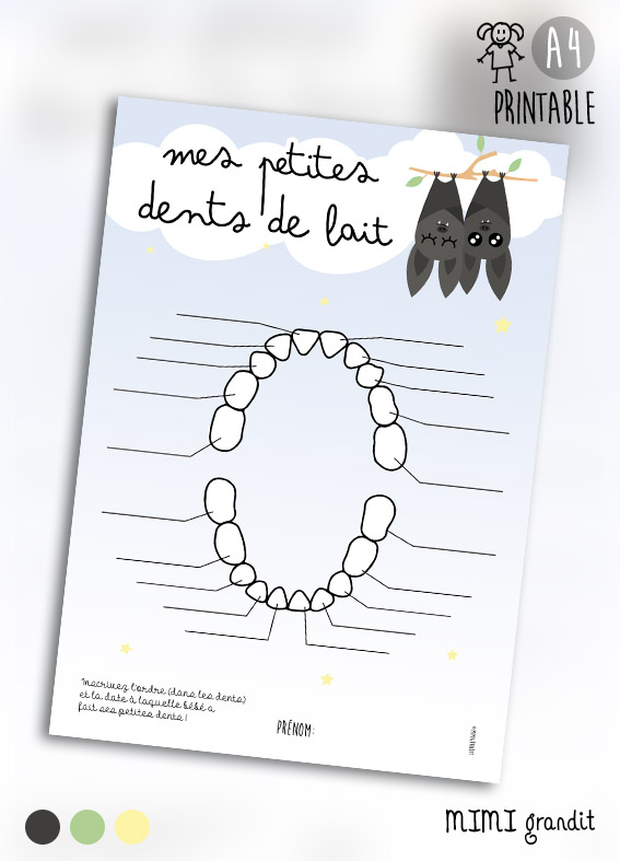 carte dents de lait bébé chauve souris a telecharger