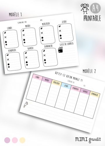 planning repas à télécharger