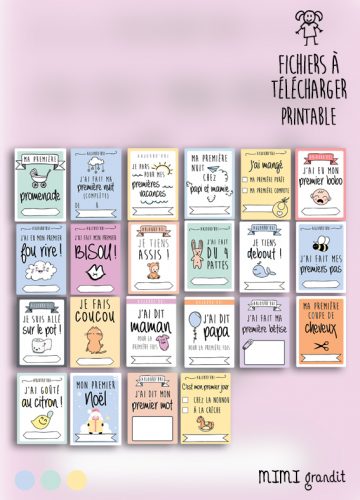 à imprimer - cartes étapes bébé premières fois