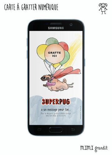 annonce-grossesse-carte-à-gratter-numerique-sur-telephone-superpug