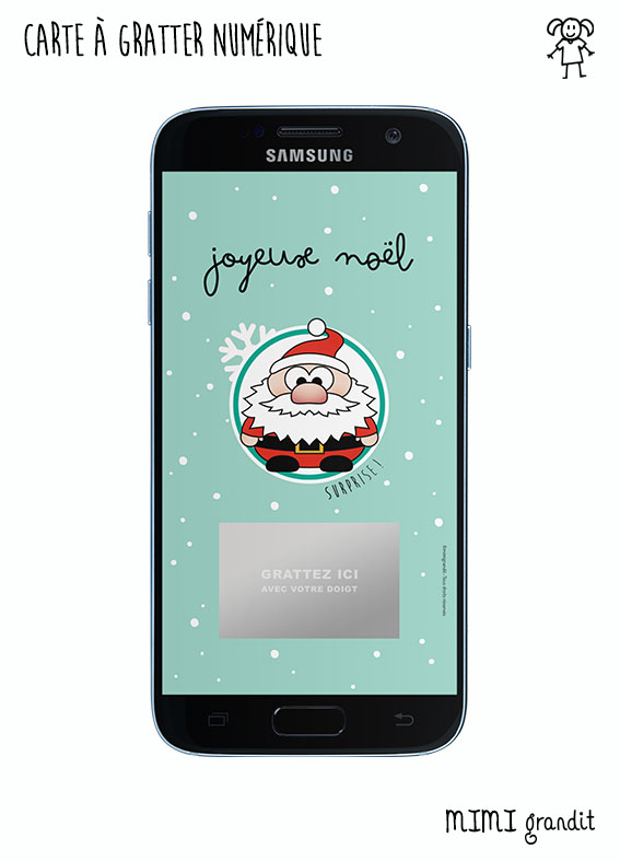 annoncer-sa-grossesse-à-Noël-carte-a-gratter-sur-telephone-pere-noel
