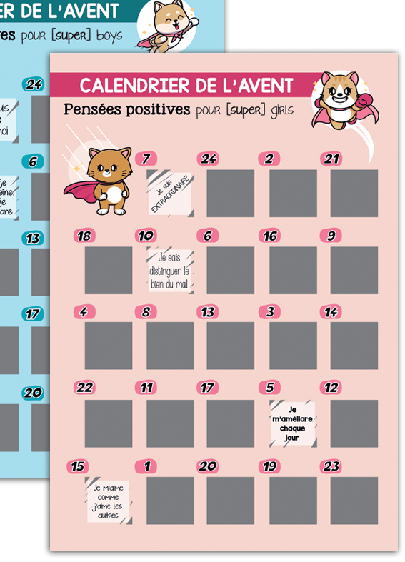 calendrier de l'avent à gratter enfant fille ou garçon