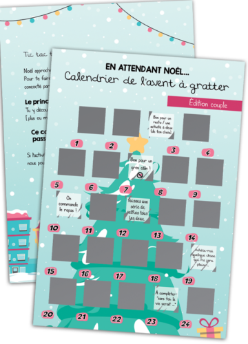 calendrier de l'avent Noël à gratter pour couple