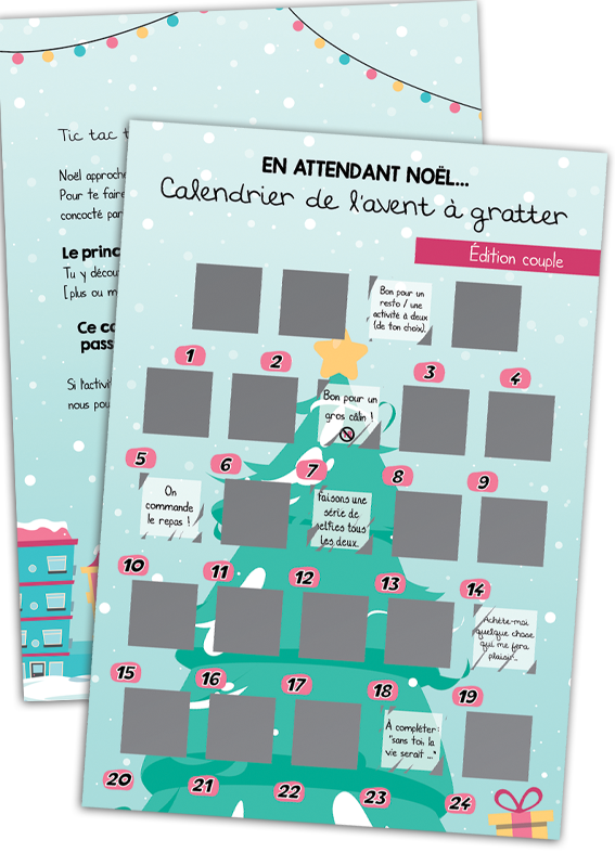 calendrier de l'avent Noël à gratter pour couple