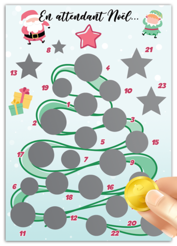 Calendrier de l'avent à gratter moments de partage et activités en famille