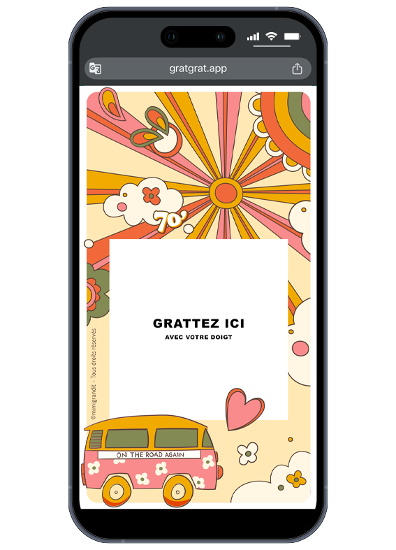 invitation-anniversaire-annees-70-hippie-combi-van-fleurs