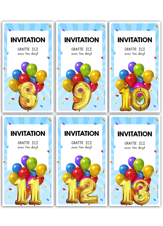 invitation anniversaire enfant sur téléphone 8 à 13 ans