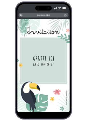 invitation-virtuelle-anniversaire-jungle-toucan-tropical-feuillage