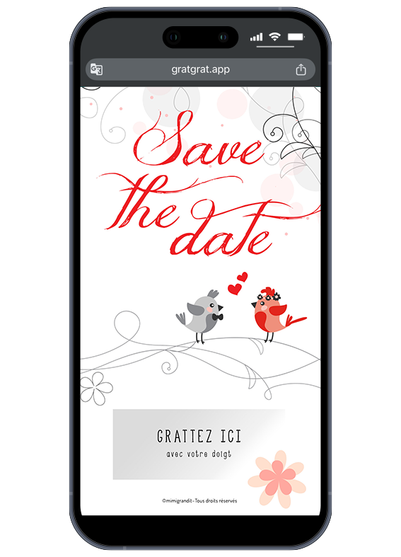 save-the-date-mariage-digital-oiseaux-amoureux-arabesques-rouges