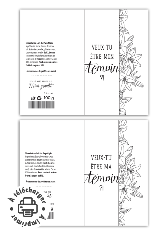 Tablette de chocolat personnalisée demande témoin mariage chic. Tablette de chocolat personnalisée demande témoin mariage chic.