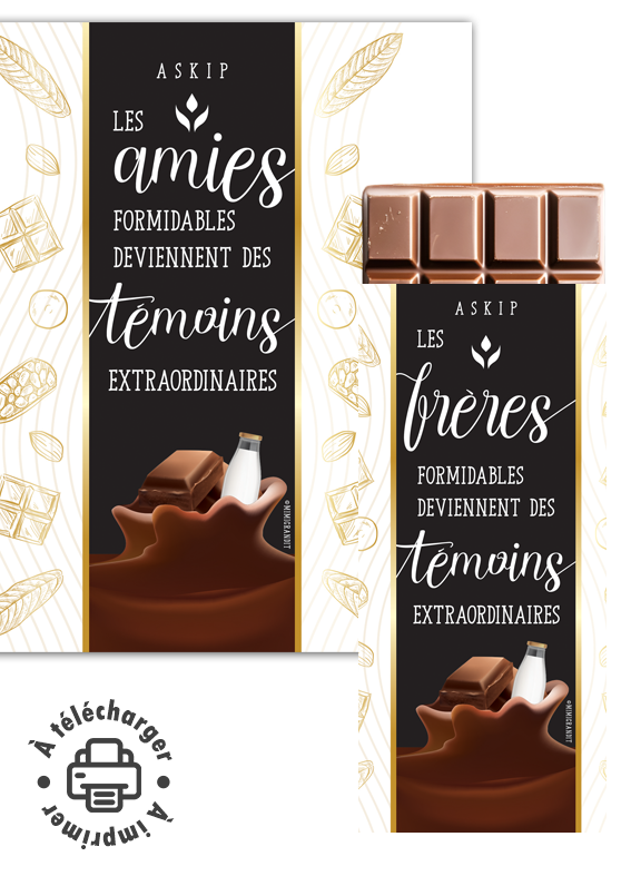 Demande témoin étiquette chocolat à imprimer modèles amies et sœurs.