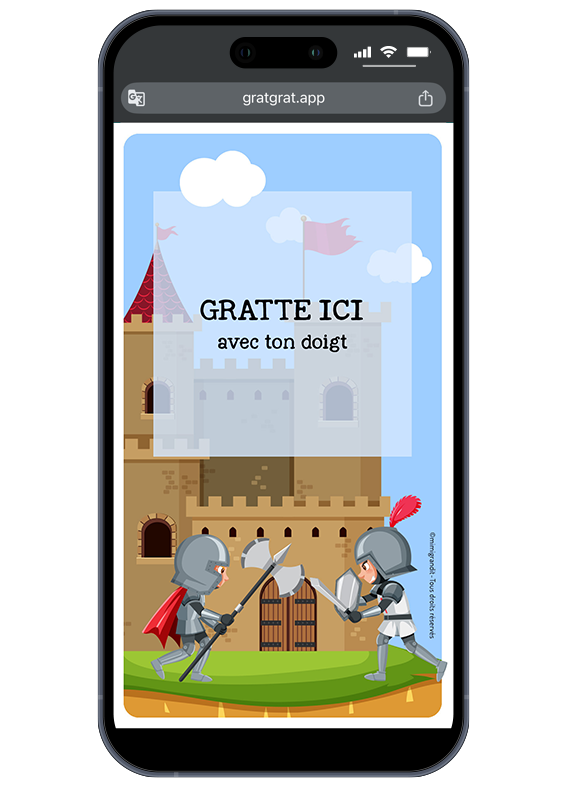 invitation-anniversaire-chevalier-carte-a-gratter-sur-telephone-chateau-fort