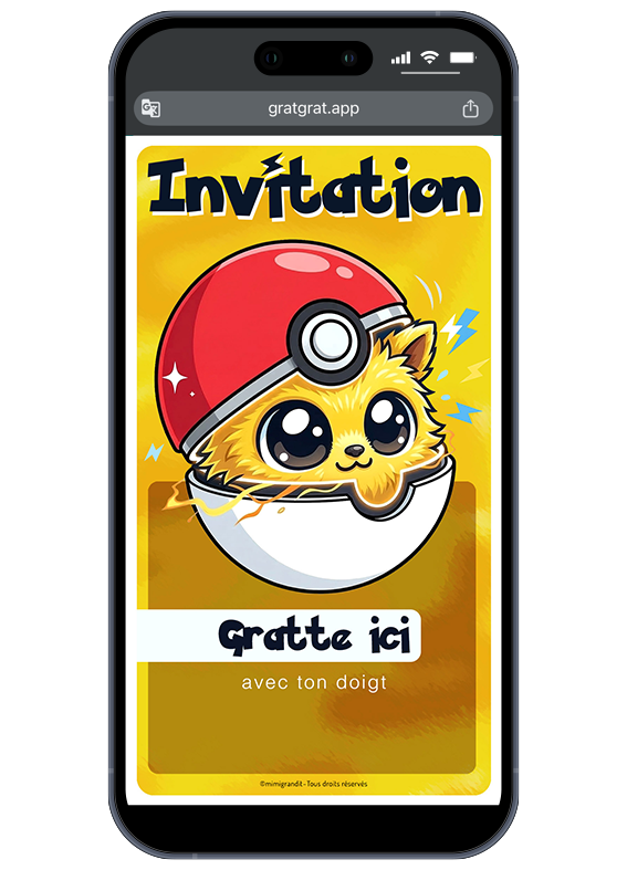 carte-invitation-digitale-a-gratter-pokeball-creature-jaune