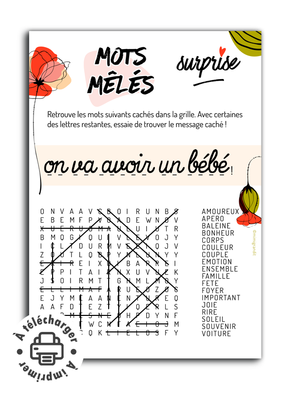 Mots surlignés pour le jeu d'annonce grossesse mots mêlés. Mots surlignés pour le jeu d'annonce grossesse mots mêlés.