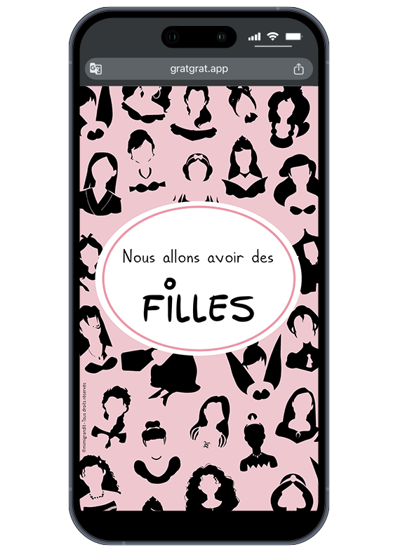 Double dose de magie : deux petites princesses arrivent ! Annonce jumeaux numérique princesses révélant le message : "Nous allons avoir des filles".