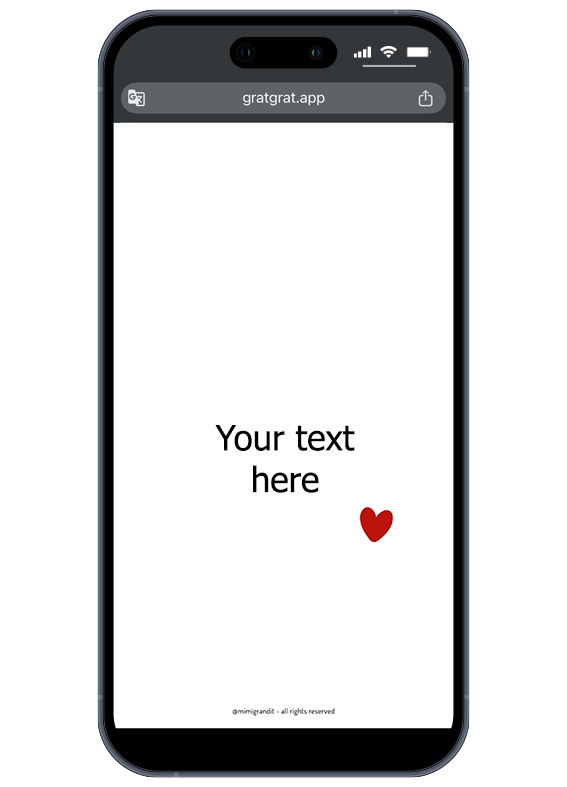 Make it yours! Customize your digital surprise card with any message you like. Personalized digital surprise showing the revealed text "Your text here" behind the red heart scratcher.