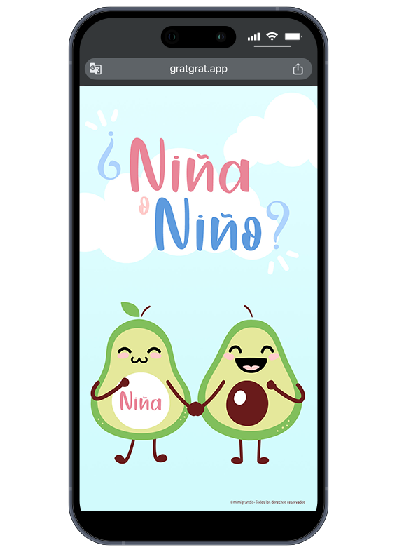 ¡Es una niña! Comparte la felicidad con tu familia y amigos al instante. Resultado de la tarjeta rasca virtual Niña o Niño revelando que es una niña con texto en rosa.