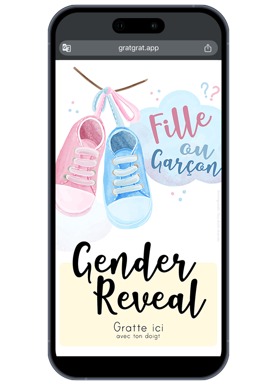save the date gender reveal à gratter numérique aquarelle rose et bleu
