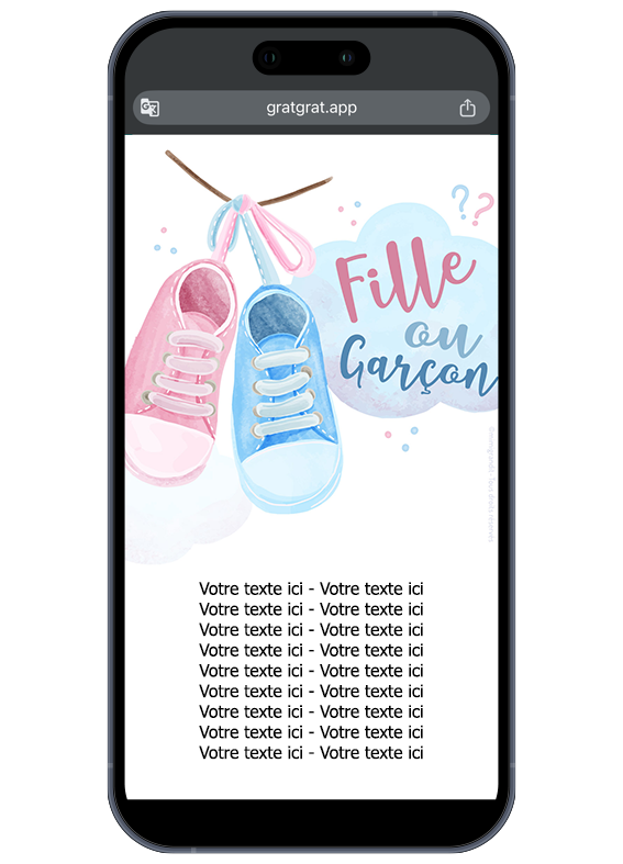 Les invités grattent l’écran pour découvrir la date de l’événement invitation baby shower interactive téléphone fille ou garçon